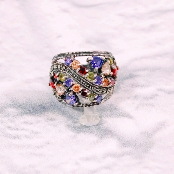 Sterling Silver Multicolored Gemstone Ring‎ - Picture 6 of 6